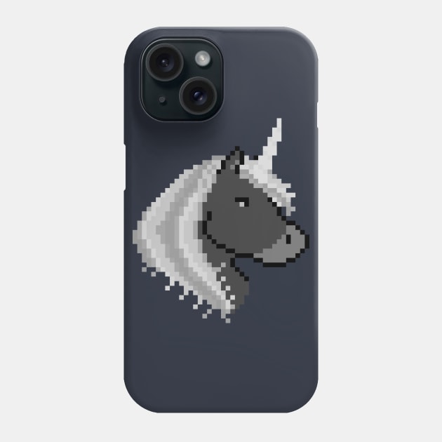 Pixel Black Unicorn with Grey Mane Phone Case by gkillerb