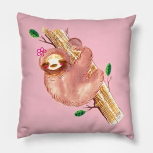 Cute Watercolor Sloth Pillow