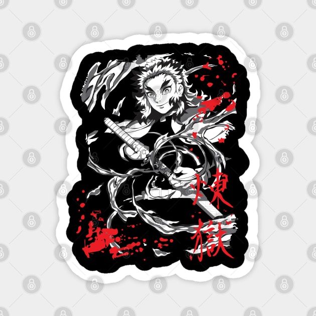 Demon Slayer Kyojuro Rengoku Flame Hashira Magnet by Otaku Vibes