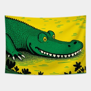 Cheeky Crocodile Illustration Tapestry