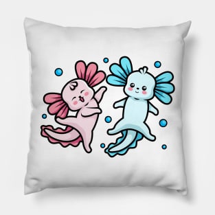 Axolotls Couple in love | Playful Kawaii Amphibians Pillow