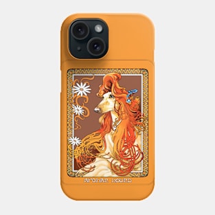 Afghan Hound. Daisies. Mucha/Watson. From an Alphonse Mucha illustration. Phone Case