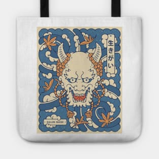 Raijin Japanese mask illustration Tote