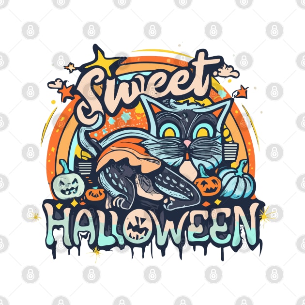 Sweet Halloween colorful magic cat by BonusSingh