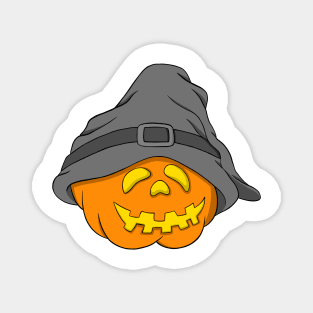 Slouchy Hat Halloween Pumpkin Grey Version Magnet