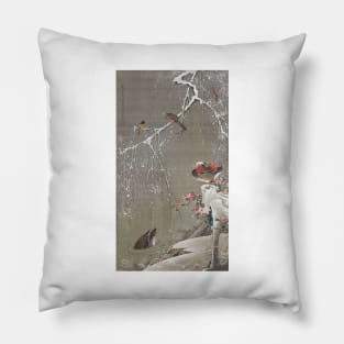 Ito Jakuchu: Mandarin Ducks in Snow (Setchu En-o-zu) Pillow