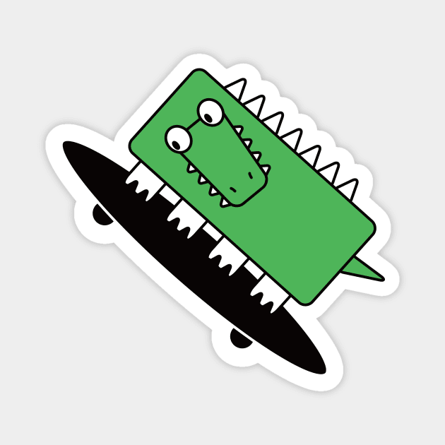 alligator on the skateboard Magnet by FunnyFunPun