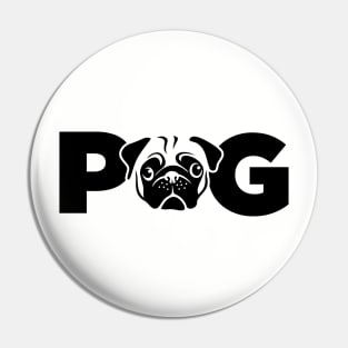 PUG dog face Pin