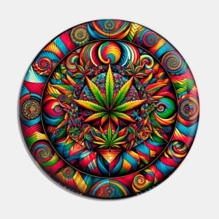 Psychedelic Cannabis Mandala Pin