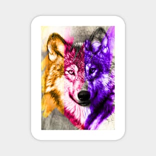 Colourful Wolf Magnet