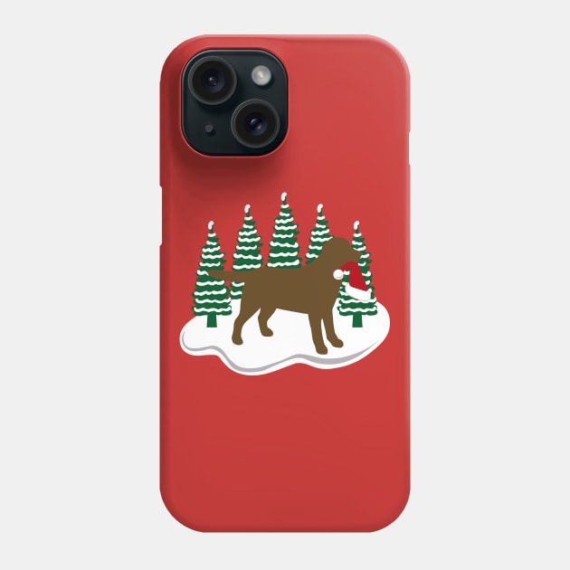 Chocolate Labrador Snow and Christmas Phone Case by HappyLabradors