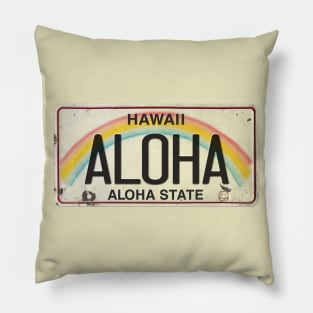 Aloha Vintage Hawaii License Plate Pillow