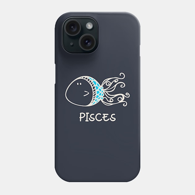 Pisces Zodiac Doodle Phone Case by Whimsical Frank