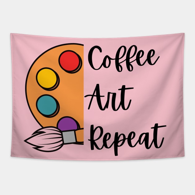 Coffee Art Repeat, Art Teacher Tapestry by Haministic Harmony