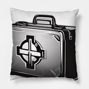 Stylish Monochrome Gamer Briefcase Design No. 791 Pillow