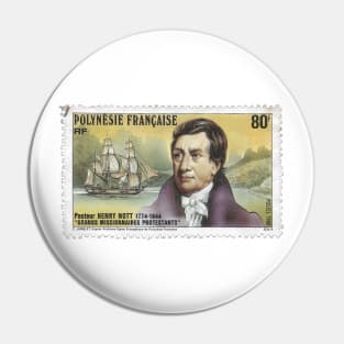 Vintage French Polynesia 1988 Stamp of Pastor Henry NOTT Pin