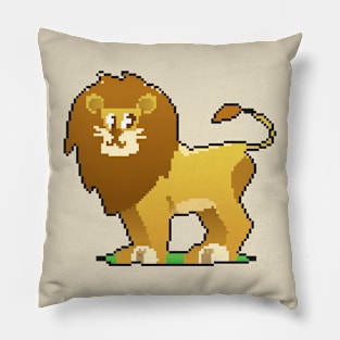 Safari Chic: Pixel Art Lion Design for Trendy Fashion Pillow