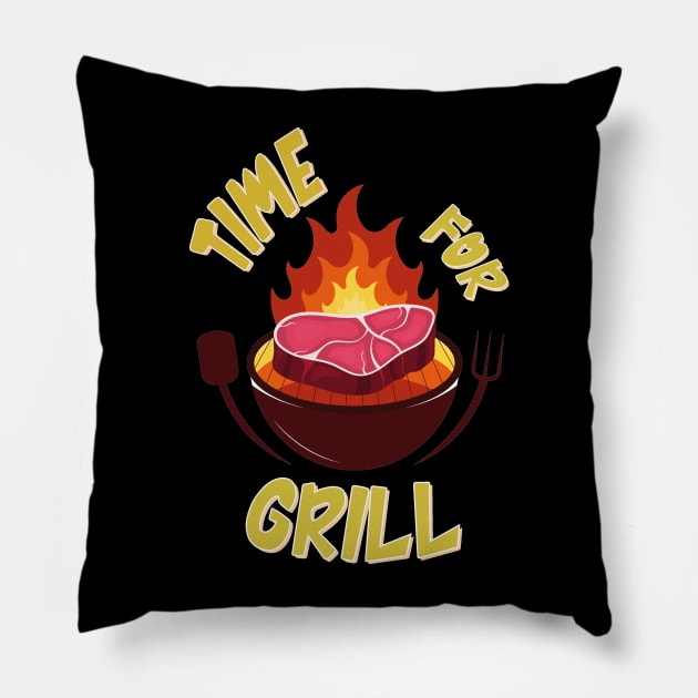 Tıme For Grill Pillow by Diannas