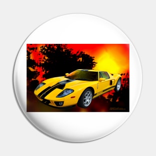 Yellow Ford GT Pin