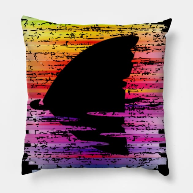 Rainbow Waters Shark Fin Awareness LGBT Pride Shark Lover Pillow by AmbersDesignsCo