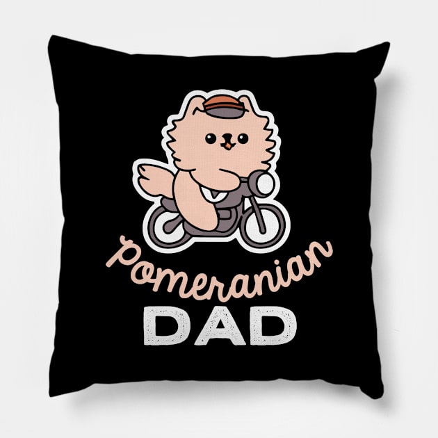 Pomeranian Dad Dog Owner Retro Dog Father Pillow by BetterManufaktur