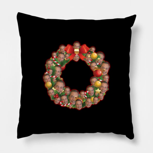 Nigel Farage UKIP Multiface Christmas Wreath Pillow by miyucapy