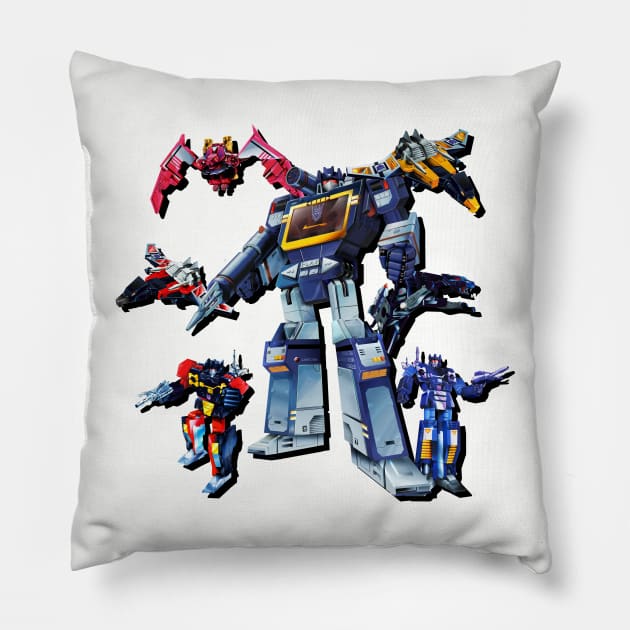 Masterpiece Soundwave and Cassettes Pillow by Draconis130