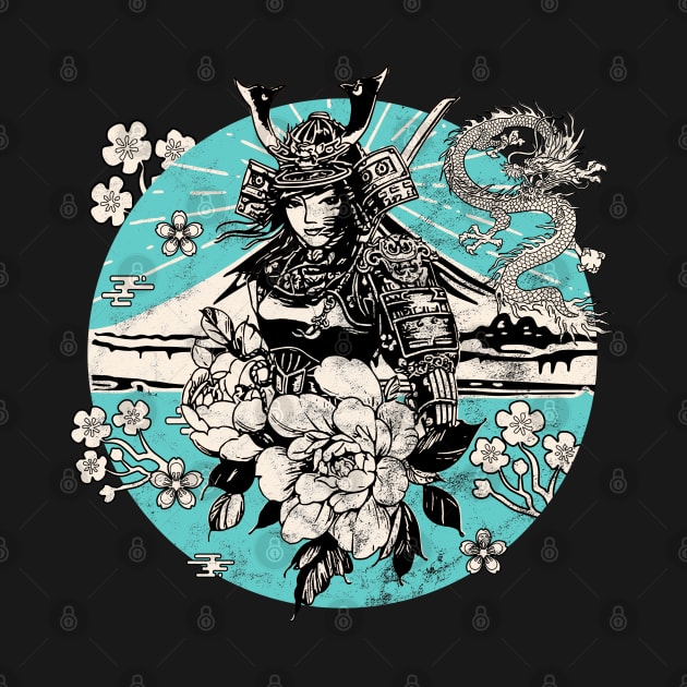 Retro Japanese Girl Samurai Dragon Kanji Symbol Character 612 by dvongart