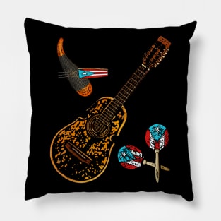 Trio of Puerto Rico Traditional Musical Instruments Pillow