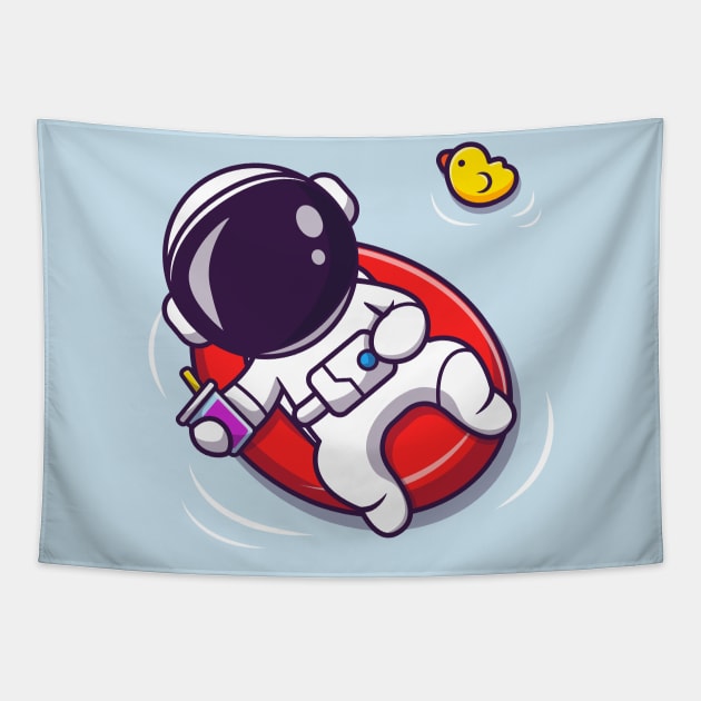 Cute Astronaut Summer Floating On Beach With Balloon Tapestry by Catalyst Labs