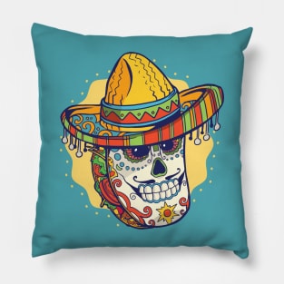 Day of the Dead Sugar Skull Taco with Sombrero Pillow