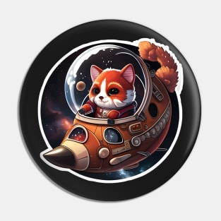 Red Panda Astronaut Pirate Sticker Pin