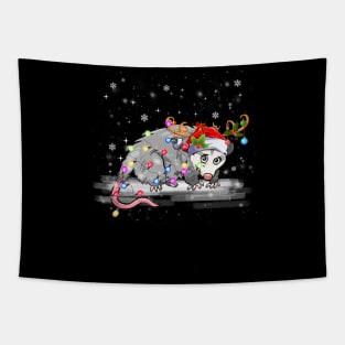 Possum Christmas Lights Santa Reindeer Possum Lover Tapestry