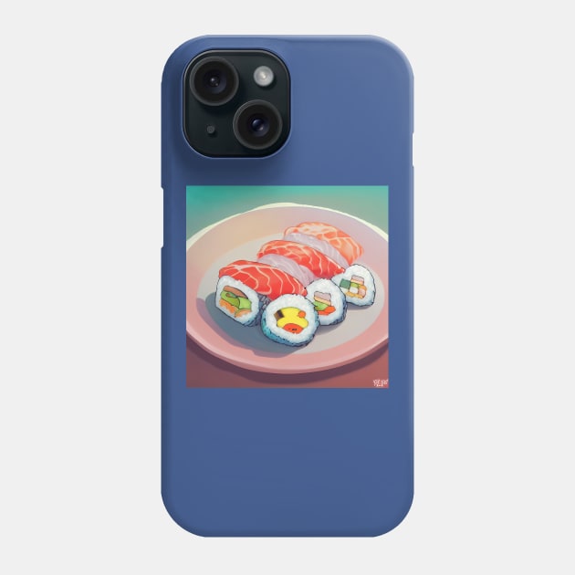 Kawaii Anime Sushi Phone Case by Grassroots Green