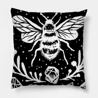 Honey Bee, Crystals, Moon Phases, Gothic Witchy Punk Pillow