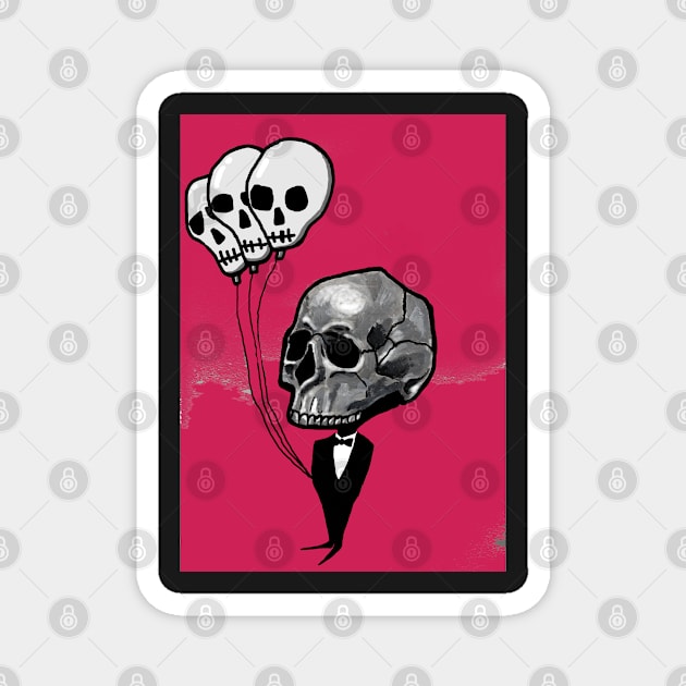 Skull Suit Holding Balloons Magnet by rob-cure