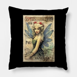 Vintage Fairy Postage Stamp Pillow