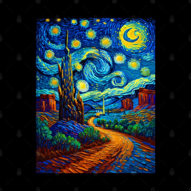 Monument Valley in starry night by FUN GOGH