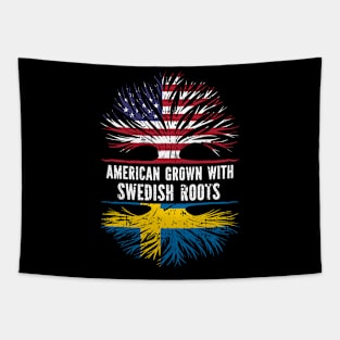 American Grown with Swedish Roots USA Flag Tapestry