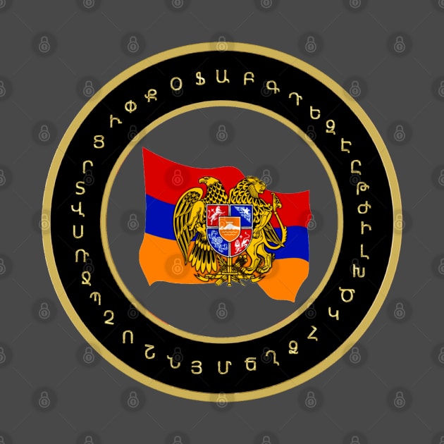 Armenian Flag & Golden Alphabet by doniainart