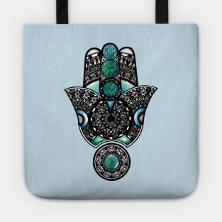 Hamsa blue hand Tote