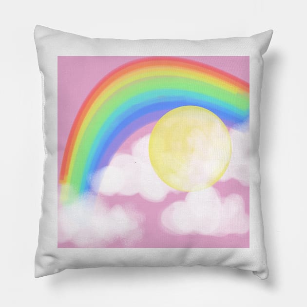 Pink Sky Rainbow and a MOON Pillow by Grafititee