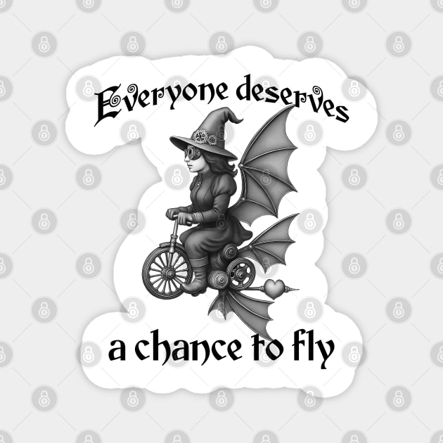 Goth Steampunk Witch "Everyone deserves a chance to fly" Magnet by Luxinda