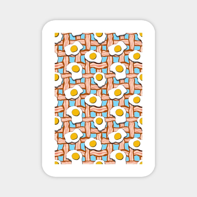 bacon and eggs on blue Magnet by B0red