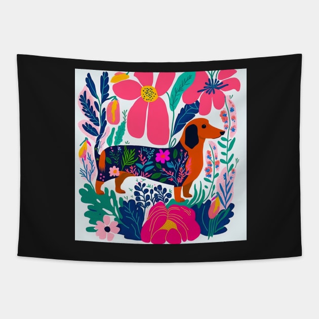 Mitsy the dachshund Tapestry by RoseAesthetic