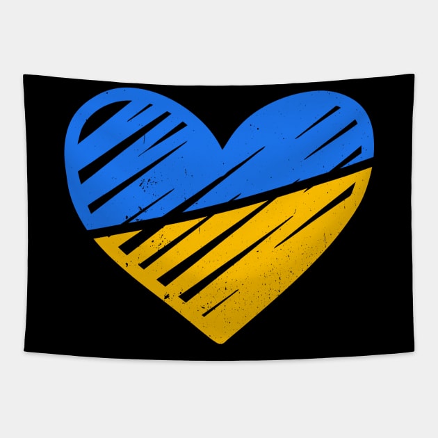 Ukraine Flag Ukrainian Heart Tapestry by Happy Shirt