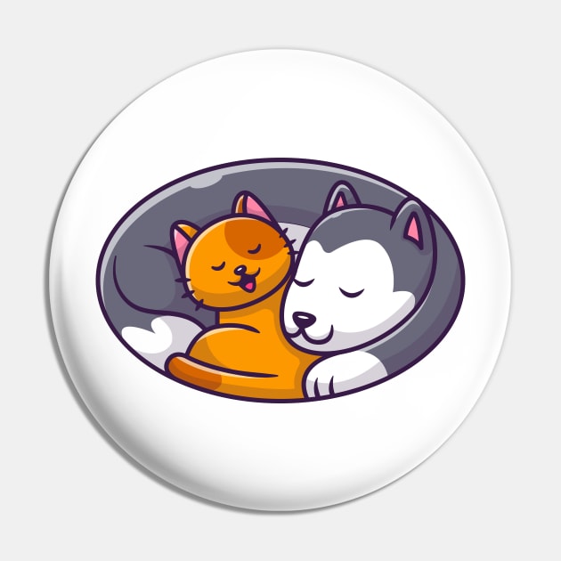 Cute Cat And Dog Sleeping Logo Pin by Catalyst Labs