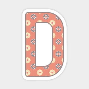 MONOGRAM LETTER D PINK FLORAL TYPOGRAPHY DESIGN Magnet