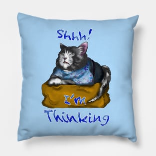 wise cat thinking Pillow