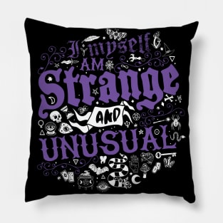 Strange and Unusual - Vintage Distressed Occult Witchcore Typography Pillow